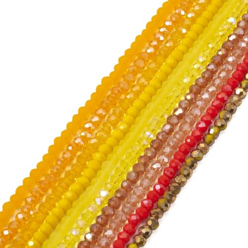 Boutigem 1270 cuentas de cristal facetadas redondas de cristal amarillo para collares, pulseras, pendientes, llaveros, joyería, accesorios para el cabello