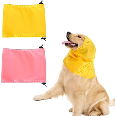 Hunde-Badekappe, wasserdicht, Regenhut, Ohrenschutz, Duschhaube, Hundeohren, Stirnband, Ohrenschützer für Schwimmen, Ohrwickel für Schnee, Regen, 2 Stück (Rosa + Gelb)