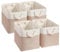 Mangata Aufbewahrungsbox,(26x26x28cm) Aufbewahrungskorb Stoff, Box in Würfel für Schrank, Regal, und Kleidung(Helles Khaki/weiß, 4er Pack)