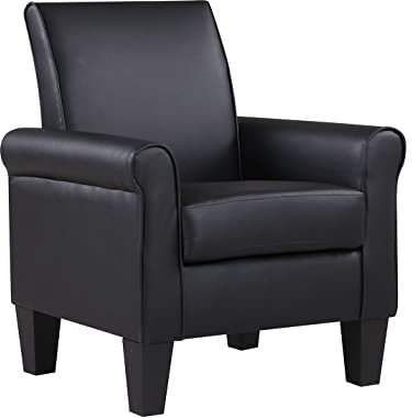 Meisax Sessel, Ohrensessel mit Armlehnen, Kunstleder Fernsehsessel, Ruhesessel Ohrensessel, Polstersessel, Einzelsofa, Relax Sessel, Ergonomisch für Schlafzimmer Wohnzimmer Balkon Büro