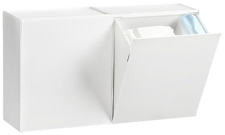 NOENNULL Wandmontierte Aufbewahrungsbox mit Klappdeckel, Platzsparend, Großes Fassungsvermögen, Wandmontierte Aufbewahrungsbox Wattestäbchen, Zahnseide, Taschentücher (Weiß)