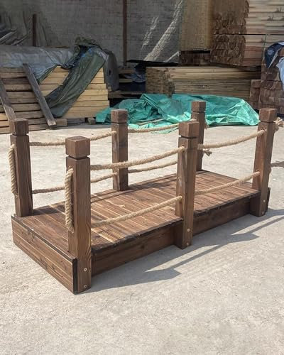Ponte da Giardino Ponte per Laghetto da 1.4m per Giardino All'aperto, Arredamento Retrò in Legno per Piccolo Ponte da Giardino, Ponte Pedonale Carbonizzato per Prato da Giardino Passerella Pedonale(Co