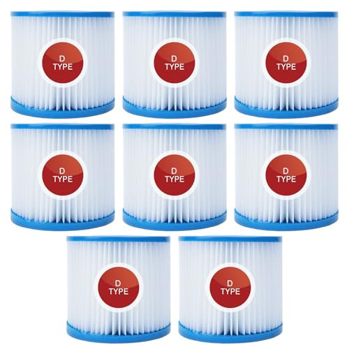 Hnemix Summer Waves Typ D/VII Pool-Filterkartuschen, Ersatz für 58385E, 8 Stück
