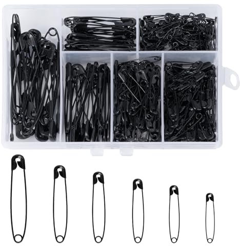 Kiperline 300 Stück Sicherheitsnadeln - 6 Größen 18mm - 53mm Rostbeständig, Haltbar für Kleidung Kunsthandwerk Nähen - Aufgerüstet