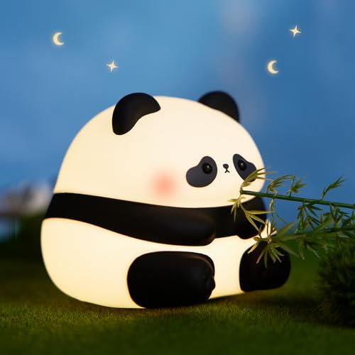 JMG-Myratts Cute Panda Night Light, Dimmable Nursery Kawaii Lamps for Room Decor, Super Squishy Silicone Night Lamp. Great Ambience Light for Camping Party Room Decor [Energy Class G] (Panda)