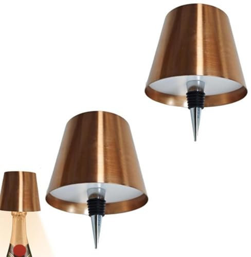2 Pridola Bottle Lamps, Wireless RGB/3 Color Touch Control LED Lampshades, Portable Night Lights(Gold)