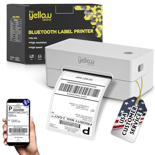 Label Printer, Bluetooth Thermal Printer, 4x6 Shipping Label Printer, Thermal Label Printer Desktop or Phone, Compatible with iPhone, Android, Windows, Mac, Chromebook, Amazon, Ebay, UPS.USPS (White)