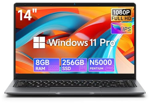 BMAX Ordenador Portátil 14 Pentium N5000 CPU Up to 2.7Ghz 8GB RAM 256GB SSD Admite Expansión 2TB, PC Portátil S14 Pro Laptop 1080P FHD 2.4/5G WiFi BT5.0 Mini HDMI con Protege el Teclado Español