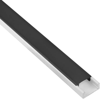 A15 LED Aluprofil weiß für LED-Streifen mit Abdeckung 2m schwarz | Für sauber eingelegte LED-Streifen mit geschützter Führung und gleichmäßiger Lichtverteilung, Abdeckung schwarz