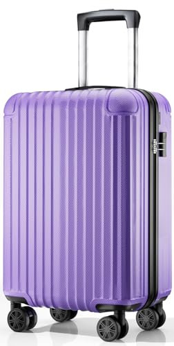 ABISTAB Handgepäck Koffer 55x35x23cm, Hartschalen Reisekoffer klein, leicht Koffer Trolley mit 4 Rollen & Zahlenschloss, Helllia