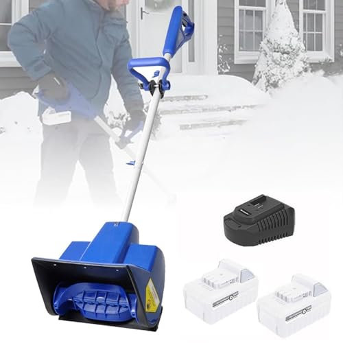 Spazzaneve Elettrico con 2 batterie - Pala da Neve Senza Fili con Manico Regolabile, spazzaneve Portatile, Distanza di Lancio di 6 m, spazzaneve per vialetto, Patio, Parco Giochi, Fattoria