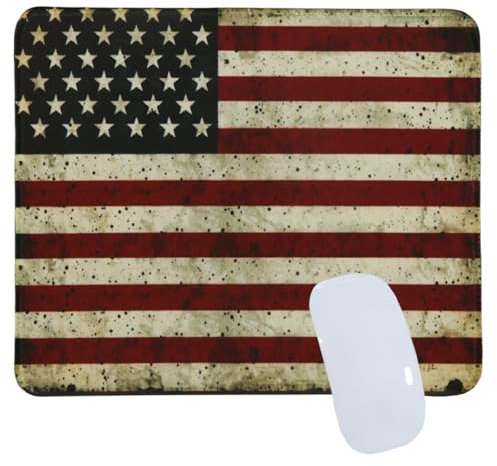 Gaming-Mauspad mit USA-Nationalflagge, großes Mauspad für Schreibtischunterlage, XL-Mauspad, genähte Kanten, rutschfeste Gummiunterseite, Mauspads für Computer, Laptop (USA-Flagge, klein-weiß)