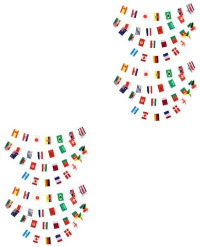 ibasenice 2 Ensembles Chaîne De La Coupe Du Monde 2022 Coupe Du Monde Des Drapeaux 2022 Bannière Drapeau Du Monde Decoration Fete Jeux Foot Football Bannière De Drapeau De Pays 2 Pièces * 2