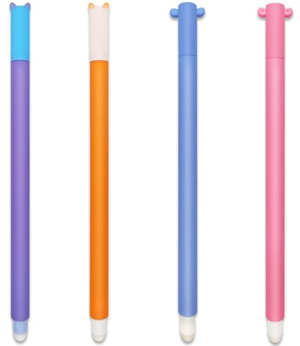 ADYEKSD 2 in 1 Weiche Silikontasche Federmäppchen + Gel-Radierstiften Tierisches Kugelschreiber, Tischstifthalter, mäppchen mit 0.7mm löschbaren (4 radierbare Stifte)