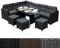 Sitzgruppe Lounge Gartenmöbel Sitzecke Rattan Polyrattan Gartengarnitur Schwarz Ecksofa Hocker Tisch mit Glasplatte UV-Schutz Wasserdicht Graue Sitzkissen Rückenkissen Garten GRATIS Regenshutzhülle
