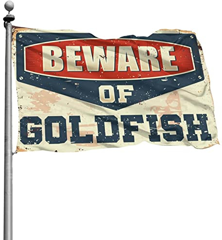 Garagen-Zubehör für Männerhöhle, Vorsicht vor Goldfisch-Flagge, College-Zimmer-Schild, Raumzubehör für Herren (120 x 180 cm)