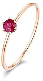 Stfery Ring Rosegold 18K Damen, Hochzeitsring mit Rubin, Ringe Echtgold Schmuck, Gr.51 (16.2)