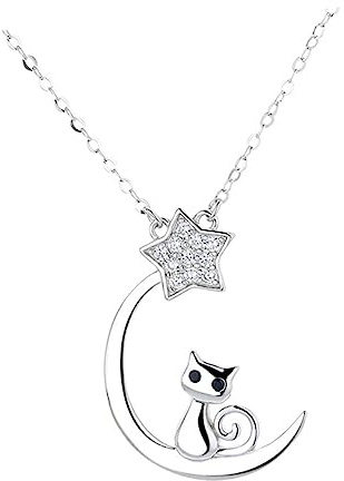 Beaupretty Mond und Stern Halskette Silber Niedlicher Anhänger für Damen Clavicle Kette Passendes Schmuckstück für Besondere Anlässe Geschenkidee für Freundinnen und
