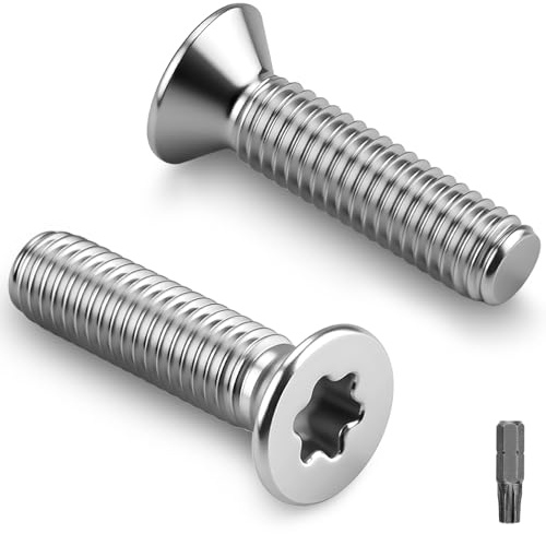 Viti a testa svasata M8 x 16 mm, in acciaio inox A2 V2A, 20 pezzi | Viti a testa svasata Torx, filettatura completa, con cacciavite, per legno, macchinari, dispositivi e mobili