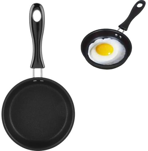 Zbssny 1pcs Mini Non-Stick Frying Pan, Mini Frying Pan for One Egg,Non-Stick Perfect for Single Egg Cooking, Suitable for Gas and Inductio,12cm Diameter, Black