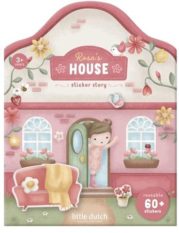 Little Dutch Sticker Story Rosa's House über 60+ verschiedene wiederverwendbare Sticker Aufkleber und großer Szenerie für Kinder Mädchen - Rosa & Friends