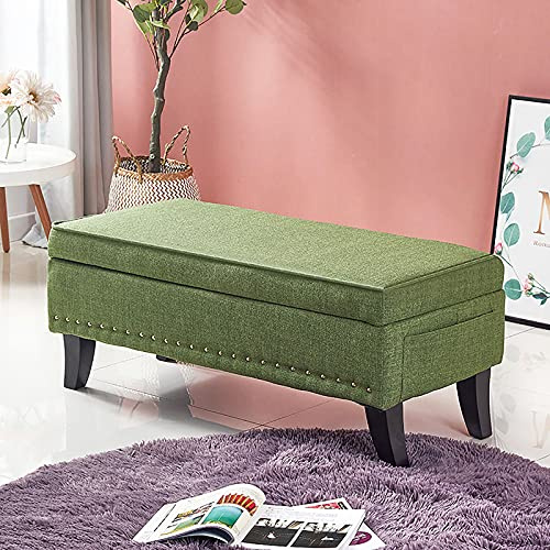 QYMYOZ Banc de Rangement Multifonctionnel Moderne, recouvert de Lin et de Coton, idéal comme Banc de Bout de lit, Repose-Pieds, Tabouret ou Banc-canapé pour Salon ou Chambre - D