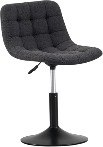 mcc direct Soft Fabric Dressing Table Chair, Height Adjustable Swivel Desk Home Office Chair,Footrest and Metal Base for Bedroom Vanity, Office (Grey) - Drake
