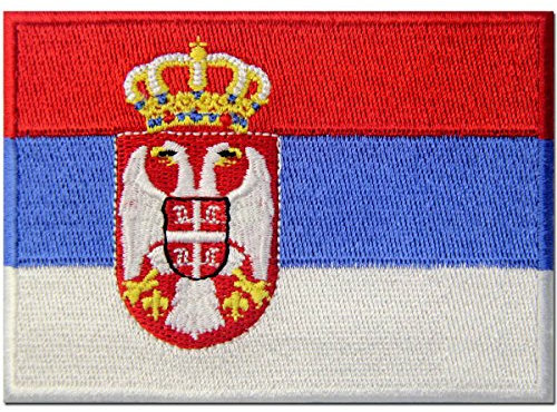 Serbien-Flagge Serbischer Balkan Emblem Bestickter Aufnäher zum Aufbügeln/Annähen