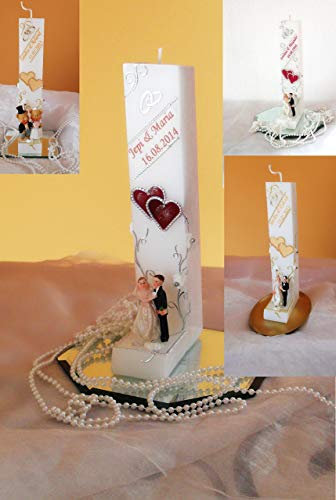 Hochzeitskerze-Traukerze-Brautkerze - Hochzeitsgeschenk mit Brautpaar -sehr Edel ink.Namen,Datum.