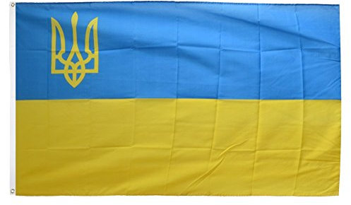 Digni Bandiera Ucraina con Stemmi a Sinistra - 90 x 150 cm Sticker Gratis