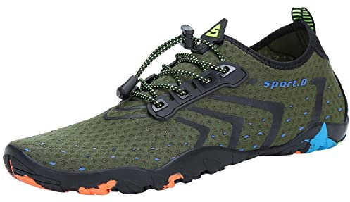 SAGUARO Scarpe da Sport Acquatici Uomo Donna Scarpette Scoglio Traspiranti Leggere Scarpe da Immersione per Piscina Spiaggia Canottaggio Mare Fiume Surf Vela Acqua Cycling, Verde, 42 EU
