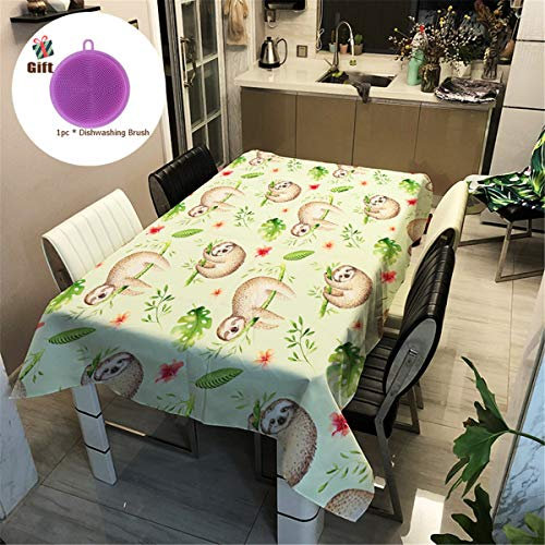 Treer Tischtuch Pflegeleicht, 3D Polyester wasserdichte Rechteckige Tischdecke Abwaschbar Pflegeleicht Eckig Halloween Schmutzabweisend Lotuseffekt Effekt (100x140cm,Faultier)