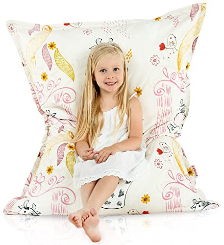 Italpouf Sitzsack XL Riesensitzsack, Sitzkissen Indoor, Sitzsack Sessel für Kinder, EPS Perlen Füllung, Abnehmbarer Bezug, Maschinenwaschbar, Kuh-Print, 135x98 cm