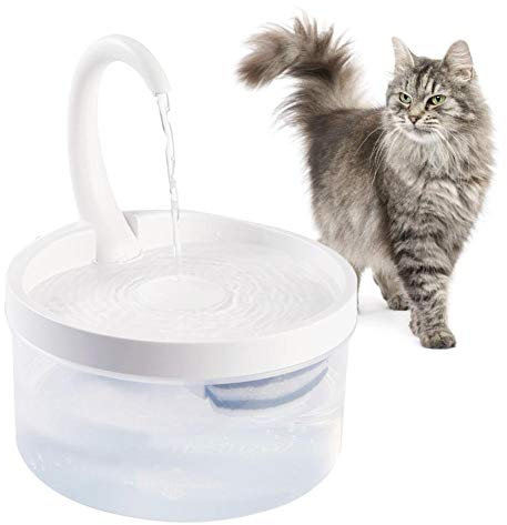 Fontaine à Eau pour Chat, Distributeur Automatique d'eau Potable pour Compagnie 2L avec fenêtre Niveau d'eau, Pompe silencieuse DC