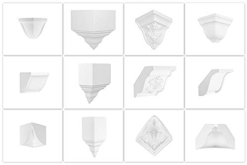 Universelle Eck- und Zwischenstücke aus PU - Zubehör Stuck hart und stoßfest - (E3014-3 - Innenecke für Leisten bis max. 210mm) Elemente Komponente Deckenleiste