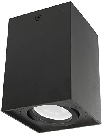 Maclean MCE426 B Deckenaufbauleuchte mit GU10 Fassung für LED & Halogen Leuchtmittel bis 40W Aufputz Schwenkbar Aluminium (Schwarz, 1 Stück - Eckig)