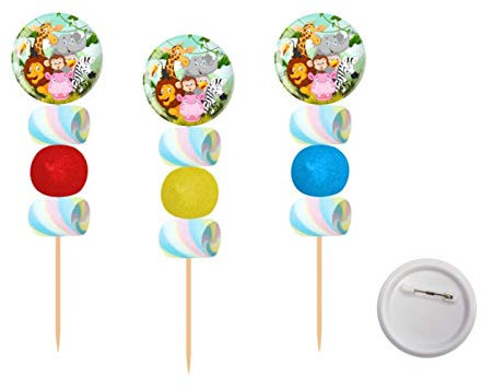 Lote de 15 Brochetas de Golosinas con Chapa AlfilerAnimales. Recuerdos. Juguetes y Regalos para Fiestas de Cumpleaños, Bodas, Bautizos, Comuniones. Navidad y Reyes. DC.