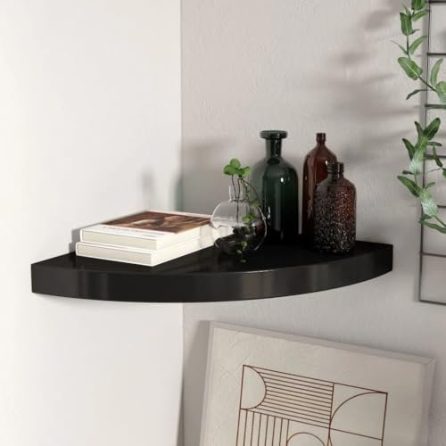 vidaXL Eckregal Schweberegal Wandregal Bücherregal CD DVD Regal Wandboard Hängeregal Wand Dekoregal Freischwebend Schwarz 35x35x3,8cm MDF