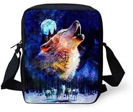 Belidome Kleine Umhängetasche für Damen und Kinder, niedliches Tiermotiv, Wolf 3, Einheitsgröße