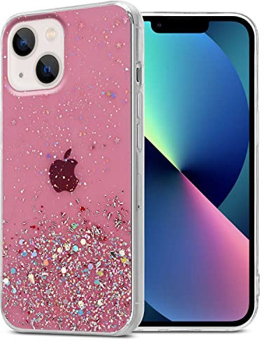 Cadorabo Custodia compatibile con Apple iPhone 13 in Rosa con Glitter - Custodia protettiva in silicone TPU con glitter scintillanti - Ultra Slim Back Cover Case