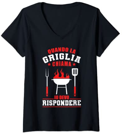 Damen Lustig, wenn der Grill Ich Devo Riferenz BBQ T-Shirt mit V-Ausschnitt