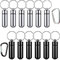 RUNCCI-YUN 12 Stück Pillenbox Schlüsselanhänger, Mini Aluminium Pillenbox Schlüsselbund wasserdichte Luftdichte kleine Kapsel Mini Schlüssel-Anhänger für Reise Camping(Silber Schwarz)