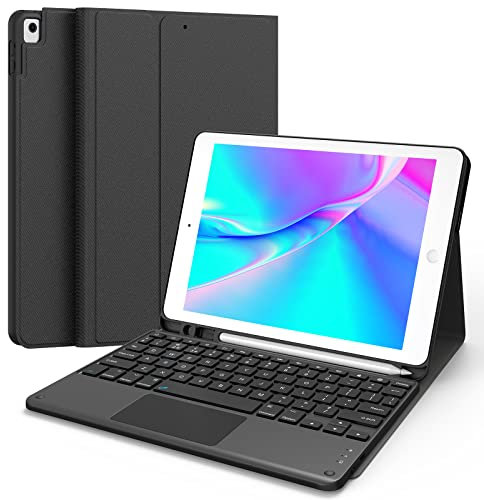 CHESONA iPad 9th Gen Keyboard, Smart Touchpad, 2 Bluetooth Channels, Type C Rechargeable, QWERTY, Black