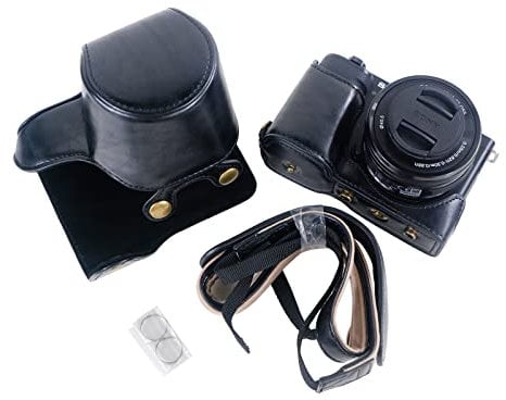 Rieibi ZVE10 Case - Black Leather Camera Case for Sony ZV-E10