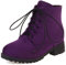 Bottines À Talon Bloc Femme, Bottes D'Hiver Décontractée Lacets Bottes Courtes Plates Bout Rond 498 Violet Taille 41 EU