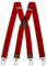 Olata Extra Breite Herren Hosenträger X-Form mit Braun Leder und Karabinerhaken – 4 cm. Rot
