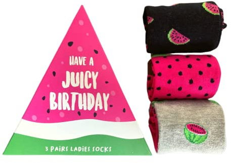 BOXT SOCKS Have a juicy Birthday Melon Socks in a Gift Box 3 Pair Pack