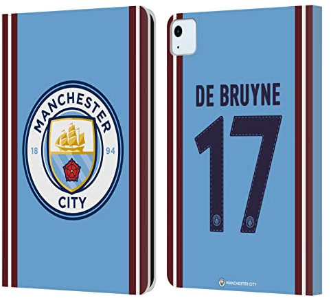 Head Case Designs Licenciado Oficialmente Manchester City Man City FC Kevin De Bruyne Equipación De Jugadores 2022/23 Carcasa de Cuero Tipo Libro Compatible con Apple iPad Air 2020/2022