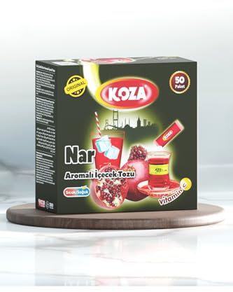 KOZA Granatapfel Instant Getränkepulver Stick einzeln Verpackt 50er Pack | Pulver für Heiß oder Kalt Getränk | Türkischer Tee | Ice Tea Pulver | Eistee | Früchtetee | Cay | Teepulver
