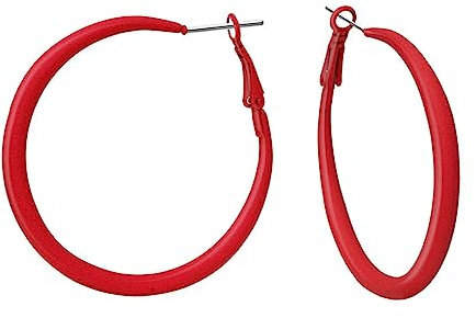 Soul-Cats 1 Paar schöne Creolen Ohrringe Ohrstecker Hoops Ø 50 mm 80er Style, Farbe: rot